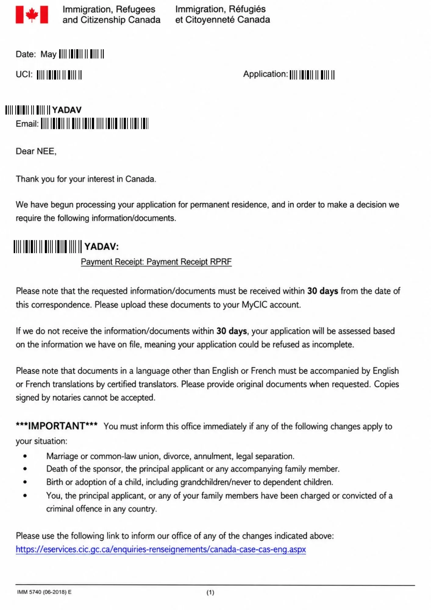 Canada Visa Approved Application